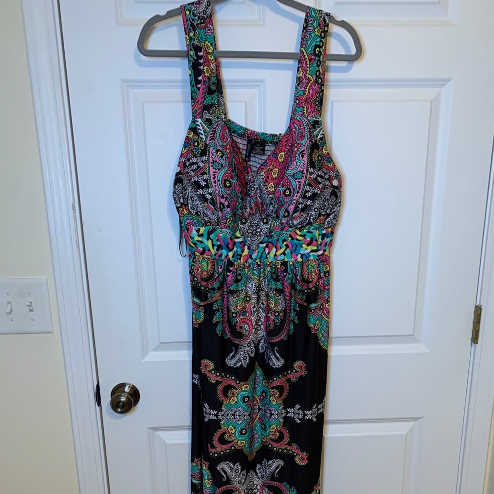 New directions vintage print tank top maxi dress